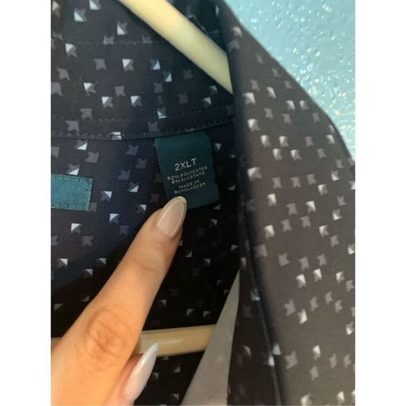 NWT Men's Perry Ellis Black Button Down Shirt Size 2XL - Picture 2 of 5